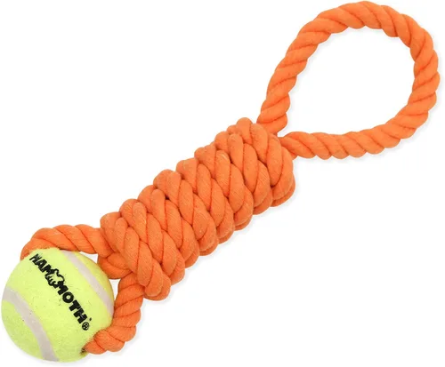 Vista 7 de Mammoth - Juguete de cuerda para masticar con pelotas de tenis, juguete interactivo de algodón y poliéster para perros, juguete interactivo