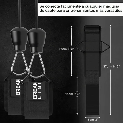 Vista 3 de Breaking Limits Muñequeras para gimnasio - Correas de muñeca para máquinas de cable Lateral Raise Attachment, Cable Wrist Cuffs, Weight Lifting