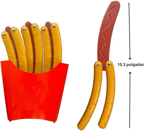 Vista 2 de RMISODO 2 piezas de juguete de navaja mariposa de perrito caliente, forma colorida y novedosa, hecho con tecnología de impresión 3D, resistente