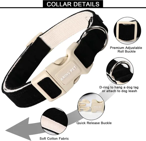 Vista 96 de Aring Pet Collar de algodón, ligero y ajustable, con hebilla de liberación rápida, para perros pequeños, medianos y grandes, para cachorros, S, Hoja