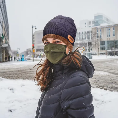 Vista 7 de Conjunto de bufanda y gorro de invierno, gorro cálido con forro polar, gorro de punto grueso para hombres y mujeres