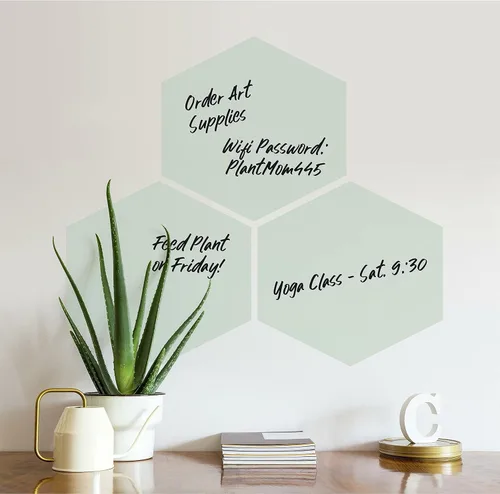 Vista 5 de RoomMates RMK4855SCM - Calcomanías hexagonales de borrado en seco para pared, color salvia claro