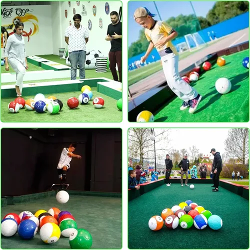 Vista 2 de Juego de 16 pelotas inflables de billar de cuero para billar, juego deportivo para adultos para habitaciones de patio trasero, interiores
