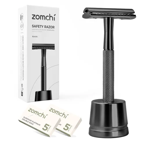 Vista 18 de ZOMCHI Maquinilla de afeitar de seguridad de doble filo para hombres y mujeres, maquinilla de afeitar de metal con 5 cuchillas de afeitar de Navaja