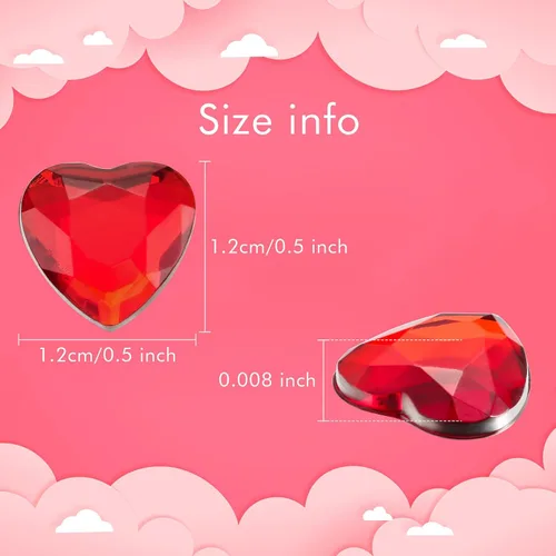 Vista 2 de Chengu 200 piezas de diamantes de imitación acrílicos 5D de corazón de San Valentín, cristales de San Valentín, parte trasera plana, regalo de boda