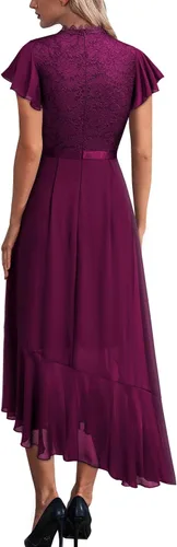 Vista 2 de Miusol Elegante vestido largo de encaje floral para dama de honor con volantes para mujer