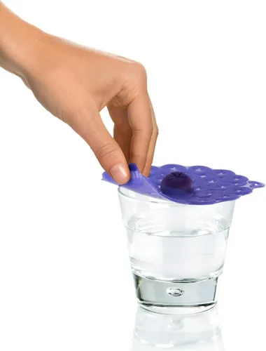 Vista 3 de Charles Viancin Juego de 2 tapas herméticas de silicona para bebida de arándanos, color azul