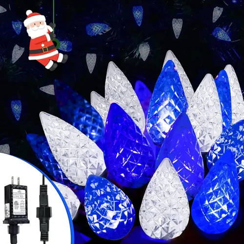 Vista 10 de Guirnalda de 240 luces LED C6 de 78 pies, luces de Navidad súper largas para exteriores e interiores con 13 modos y temporizador, luz parpadeante