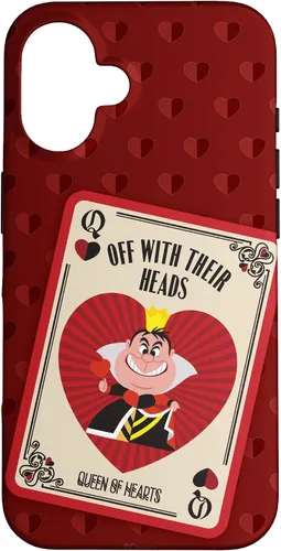 Vista 32 de Disney Carcasa para iPhone 17, diseño de villanos, la reina de corazones con sus cabezas, color rojo