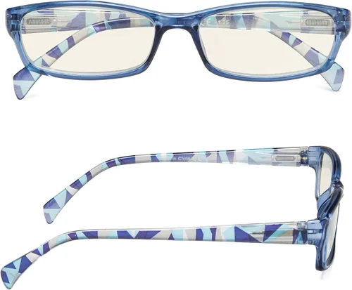 Vista 3 de Gafas de computadora de moda para mujer, diseño de patrones (azul, 0.00)