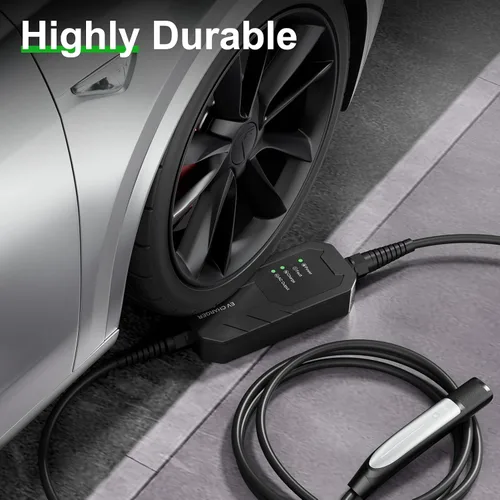 Vista 4 de MEGEAR Cargador Tesla de 16 amperios de nivel 1-2, enchufe NEMA 6-20 con adaptador NEMA 5-15, cargador eléctrico portátil para automóvil compatible