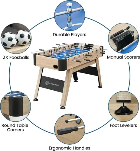 Vista 3 de IDEALHOUSE Mesa de futbolín de tamaño completo de 54 pulgadas, juego de mesa de fútbol para niños y adultos, fútbol de mesa de arcade para el hogar