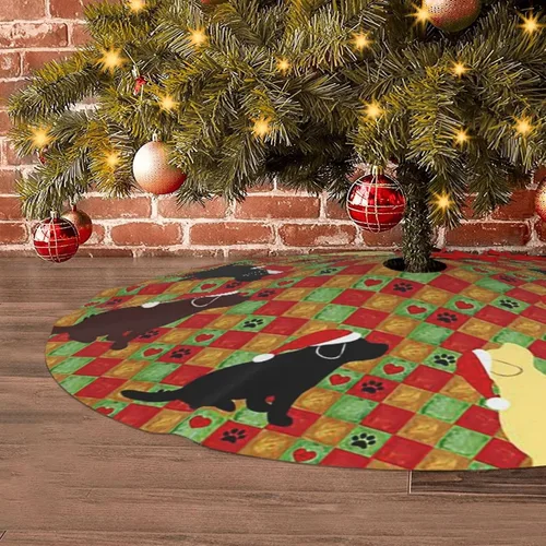 Vista 6 de Falda de árbol de Navidad de 30 pulgadas, edredón de cachorros labrador, decoraciones navideñas para fiestas festivas interiores y exteriores
