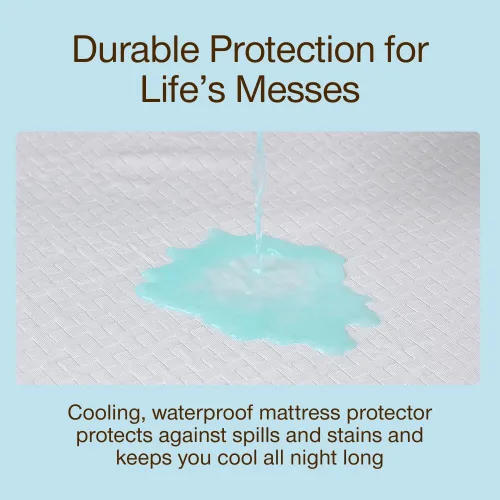 Vista 4 de Coop Home Goods Protector de colchón impermeable ultra fresco, tamaño individual, protector de colchón refrescante, lavable a máquina, funda de cama