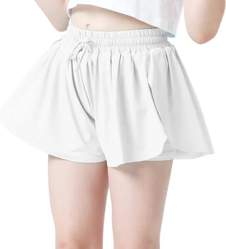 Vista 3 de Pantalones cortos fluidos con diseño de mariposa para niñas, pantalones cortos deportivos para niños pequeños y jóvenes con forro 2 en 1