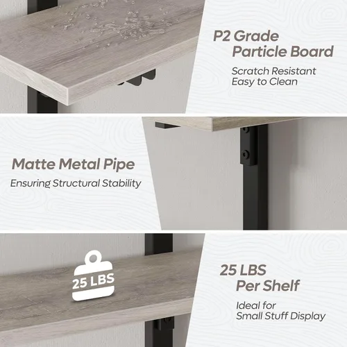 Vista 5 de Bestier - Estantes flotantes para pared, estantes de cocina de 32 pulgadas montados en la pared, estante de barra de café de 3 niveles con soportes