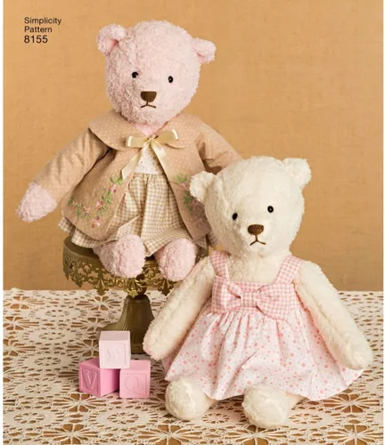 Vista 6 de Simplicity 8155 Haz tu propio oso de peluche con accesorios y patrón de costura de ropa, 6 piezas