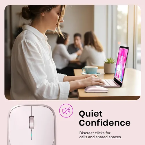 Vista 5 de Satechi Slim EX Wireless Mouse, Multi-Device Bluetooth & 2.4GHz Connection for macOS, Windows, iPadOS, and Android, Quiet Clicks, Anodized Aluminum