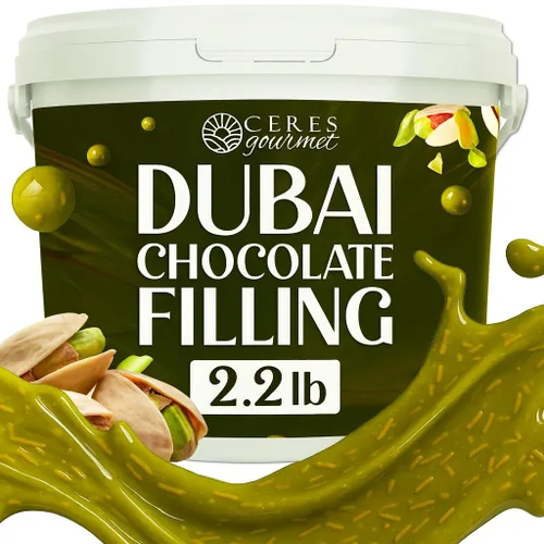 Vista 9 de Mezcla de Barra de Chocolate de Dubái - Relleno de pistacho de 2.2 lb para postres de chocolate de Dubái y Kataifi Ingrediente de postre listo
