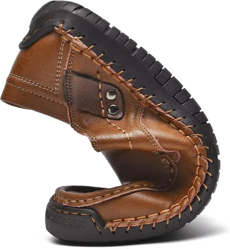 Vista 6 de Mocasines de cuero para hombre, zapatos casuales de moda para negocios, Arkget, zapatos de conducción para hombre, incluye plantilla extra