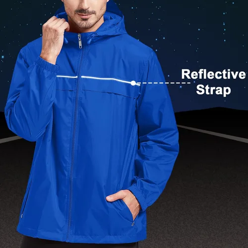Vista 3 de SWISSWELL Chaqueta de lluvia impermeable para hombre, abrigo ligero para correr, rompevientos, golf, moda