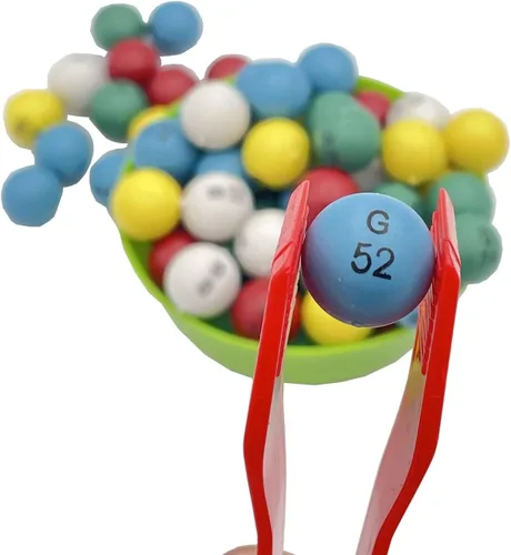 Vista 4 de JUNWRROW Bolas de bingo de plástico de 3/5 pulgadas multicolor, 75 unidades, perfectas para noches de bingo, rifas y más, reemplazos de bolas
