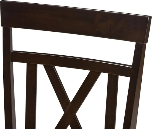 Vista 4 de Baxton Studio Rosie Silla de comedor y silla de comedor tapizada de piel sintética marrón oscuro