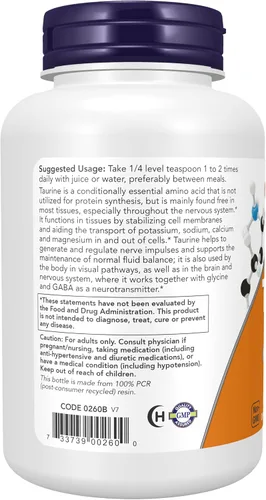 Vista 3 de NOW Foods Suplementos, polvo puro de taurina, salud del sistema nervioso*, aminoácidos, 8 onzas