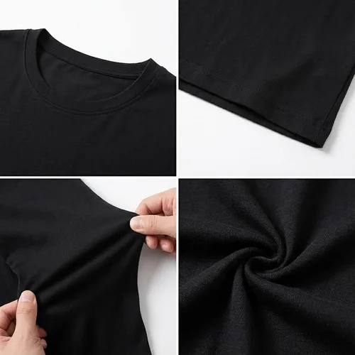 Vista 6 de Camiseta muscular para hombre, cuello redondo, manga larga, suave, elástica, básica, casual