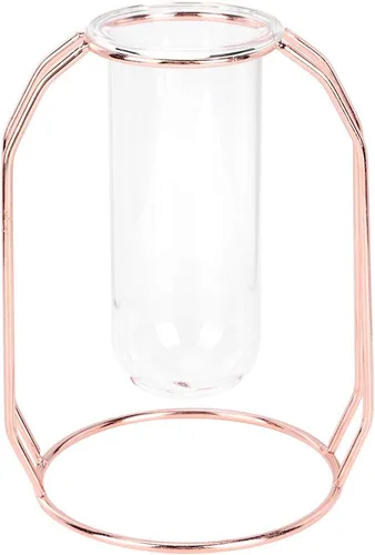 Vista 5 de Fydun Transparent Hydroponic Plant Vase Flowerpot Desktop Home Decoration Gold Wide Range of Uses (Rose Gold)
