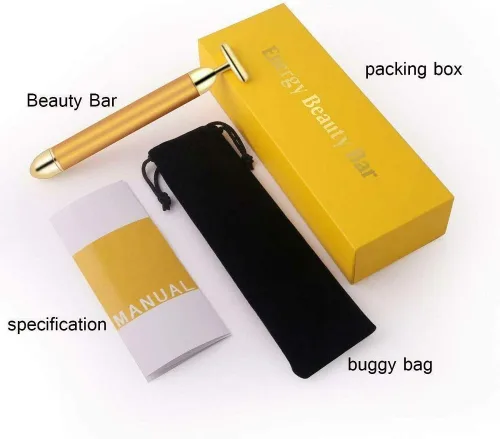 Vista 4 de Vv8oo Beauty Bar 24 K Golden Pulse Facial Masajeador de cara, Eléctrico en forma de T Masaje Herramientas de Levantamiento de Cara Anti-Arrugas Piel