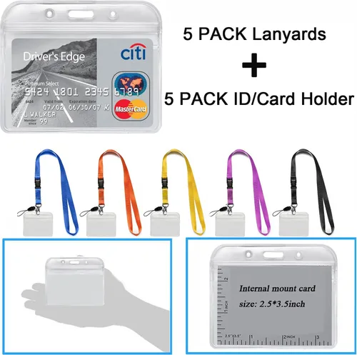 Vista 6 de Paquete de 5 cordones de identificación, portadocumentos, cordón ajustable para cuello, doble gancho