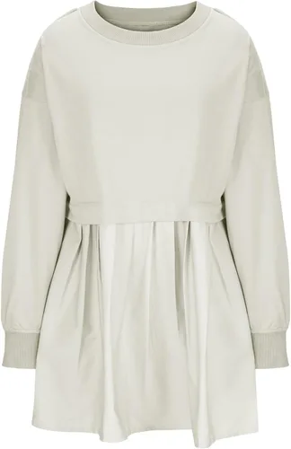 Vista 5 de Vestido tipo sudadera de gran tamaño para mujer, para otoño, de manga larga, sin botones, ajuste relajado, mini vestido
