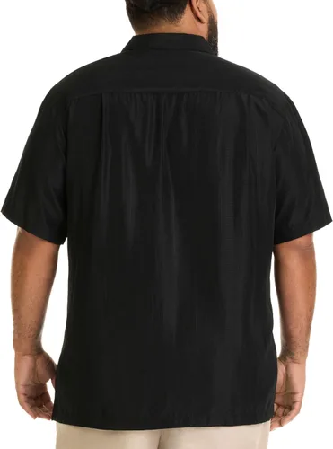 Vista 4 de Van Heusen Camisa de manga corta para hombre, con botones y rayas, de poliéster y rayón