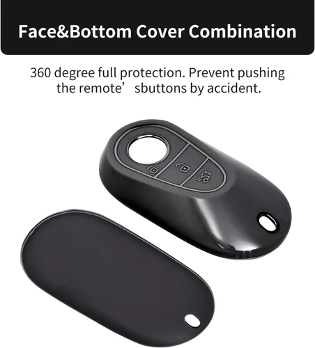 Vista 4 de OFFCURVE Funda para llavero de coche compatible con Benz C + llavero, Negro