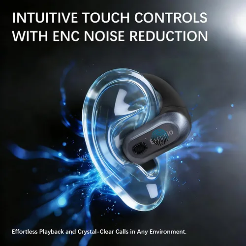 Vista 6 de Essonio Auriculares abiertos inalámbricos Bluetooth 6.0, DT9.0 con sonido direccional con ganchos para las orejas 35H tiempo de reproducción ENC