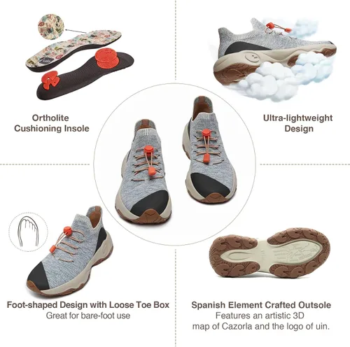 Vista 7 de UIN Zapatos de viaje para mujer antideslizantes ligeros cómodos para senderismo Cazorla