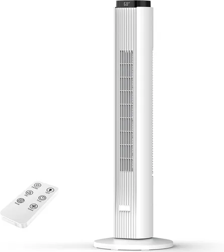 Vista 8 de Ventilador de torre de 36 pulgadas para dormitorio, velocidad de 23 pies/s, ventiladores oscilantes de pie para habitación con 6 velocidades, 4