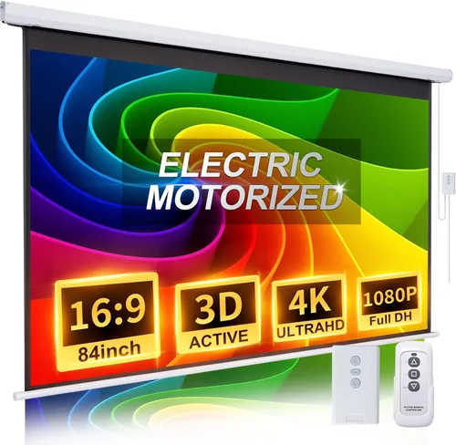 Vista 10 de Pantalla de Proyector de 120 Pulgadas Motorizada 4:3 HD Eléctrica Elevable con Control Remoto, Pantalla de Proyección Automática Retractable