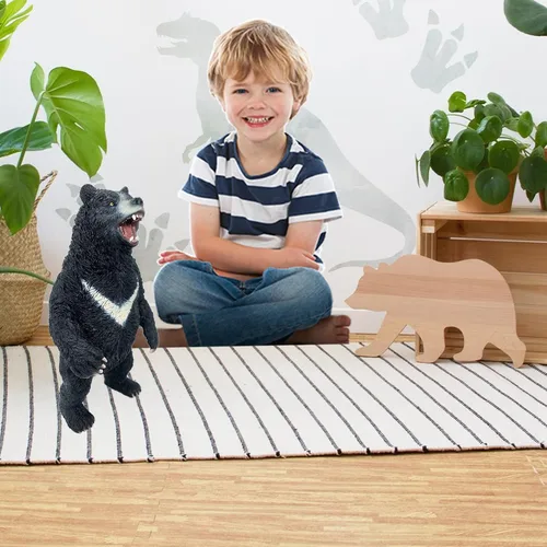 Vista 6 de Juguete de oso negro para niños, figura de juguete de oso safari, figura de acción de animales salvajes, ideal para regalo de niños, premios