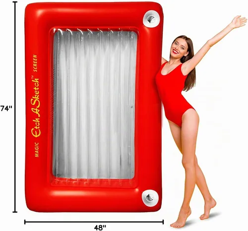 Vista 8 de Mighty Mojo Etch A Sketch - Flotador inflable para piscina, balsa gigante para niños y adultos, flotador para dos personas, con licencia