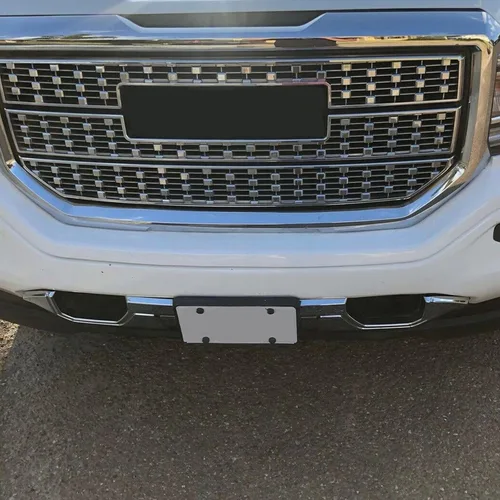 Vista 8 de Placa protectora para parachoques delantero, plástico cromado, compatible con GMC Sierra 1500 Base/Denali/SLE/SLT 2016-2019