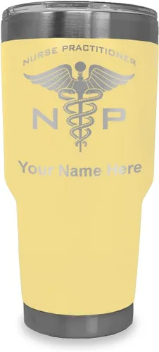 Vista 8 de LaserGram NP Nurse Practioner - Vaso aislado al vacío de 20 onzas, grabado personalizado incluido (negro)