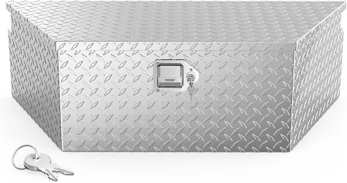 Vista 11 de TUFFIOM Caja de Herramientas para Cama de Camión de Aluminio de 33", Caja de Herramientas de Remolque de Placa Diamantada de Servicio Pesado