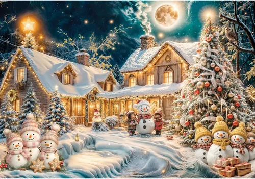 Vista 6 de Anatolian Puzzle - Colección de sellos de gato de Navidad, rompecabezas de 1000 piezas, #1103