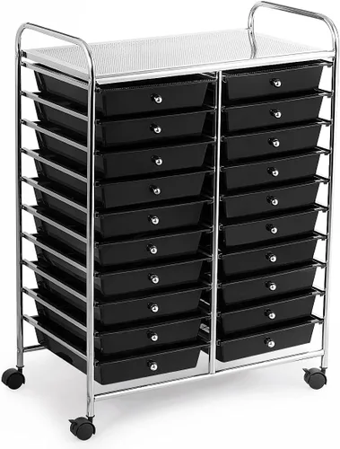 Vista 26 de GOFLAME Carro de Almacenamiento con Ruedas de 12 Cajones, Carro Organizador Multifuncional para Arte y Manualidades, Carro de Almacenamiento