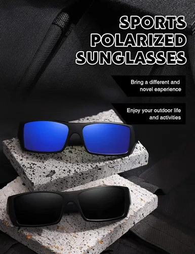 Vista 6 de TIANYESY Gafas de sol polarizadas para hombres y mujeres modernas retro deportivas rectangulares envolventes vintage protección de tiro