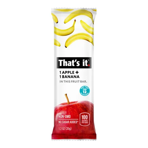 Vista 3 de That's it - Barra de fruta real 100% natural de manzana + plátano, el mejor aperitivo vegano con alto contenido de fibra, sin gluten, paleo