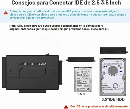 Vista 2 de Lector de disco duro USB 3.0 a SATA IDE, kit de adaptador de disco duro universal YINNCEEN convertidor de recuperación ultra para disco duro externo