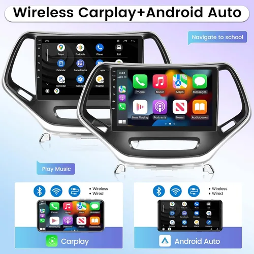 Vista 5 de [8 Core 4+64G] Radio de coche para Jeep Cherokee 2013-2018 con Carplay inalámbrico y Android Auto - Pantalla táctil IPS de 10 pulgadas Android